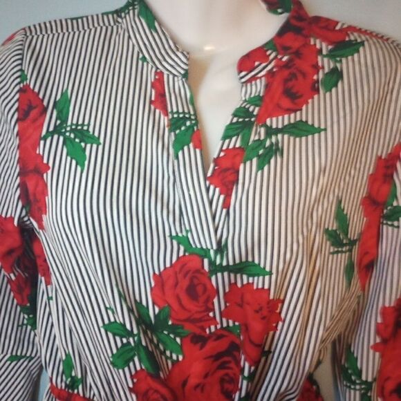 Blush striped floral tunic/mini dress with ruffle bell sleeve - Picture 8 of 11